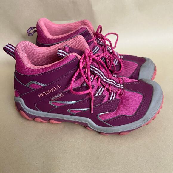 Merrell Kids Waterproof Hiking Boots Pink Purple Trail Shoes US 3 Youth Outdoor - Picture 2 of 11